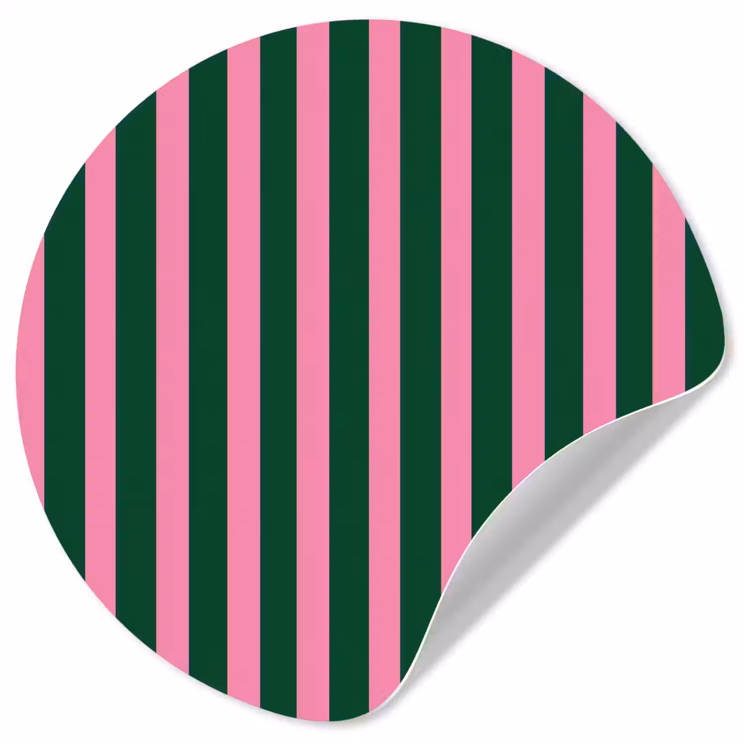 Verticale strepen - Groen - Roze Wandcirkel behangsticker klein 186 -3d