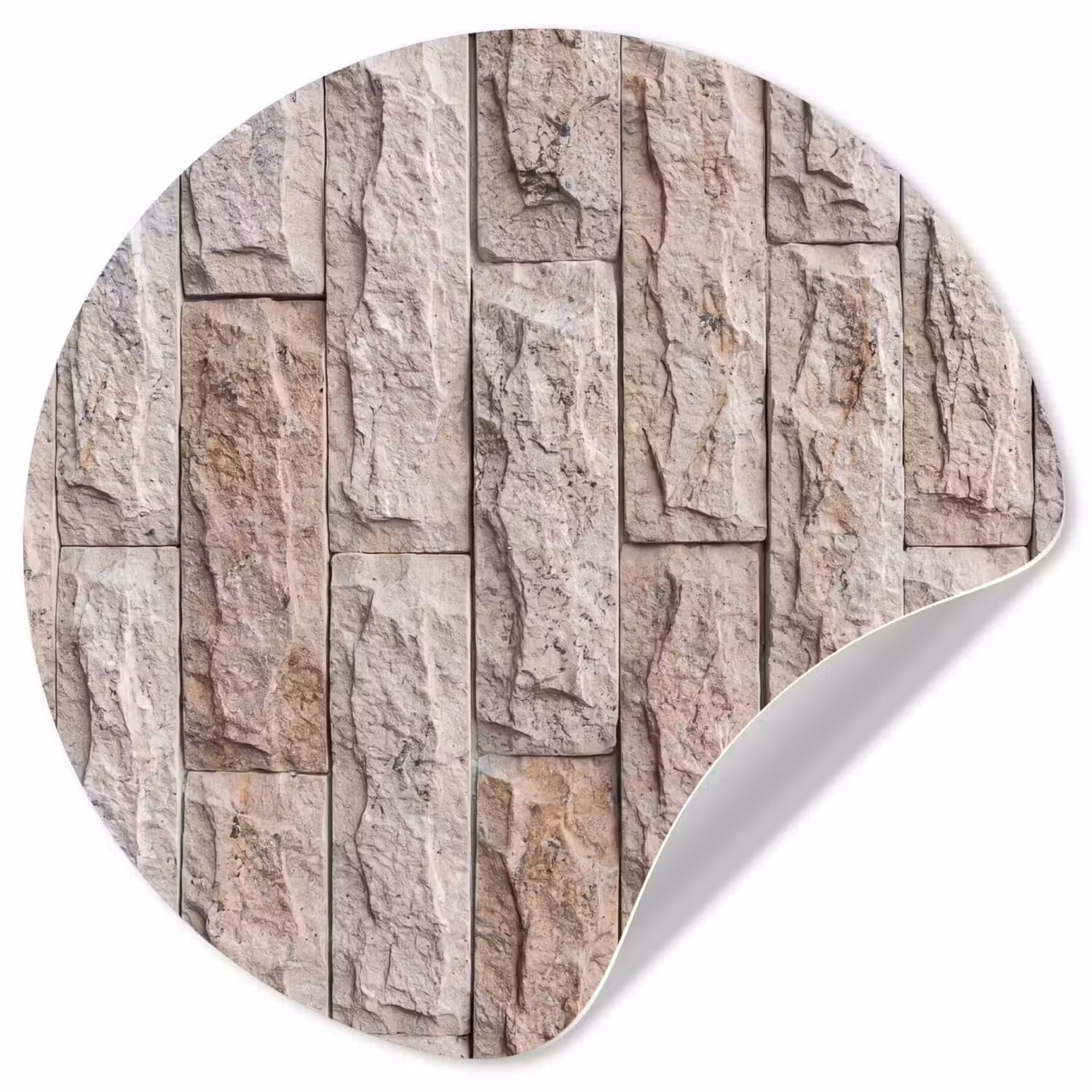 Muur - Steen - Ruw - Beige - Textuur Wandcirkel behangsticker klein -3d