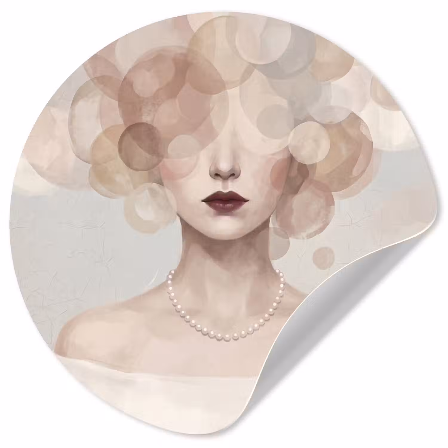 Vrouw - Cirkels - Beige Wandcirkel behangsticker klein -3d
