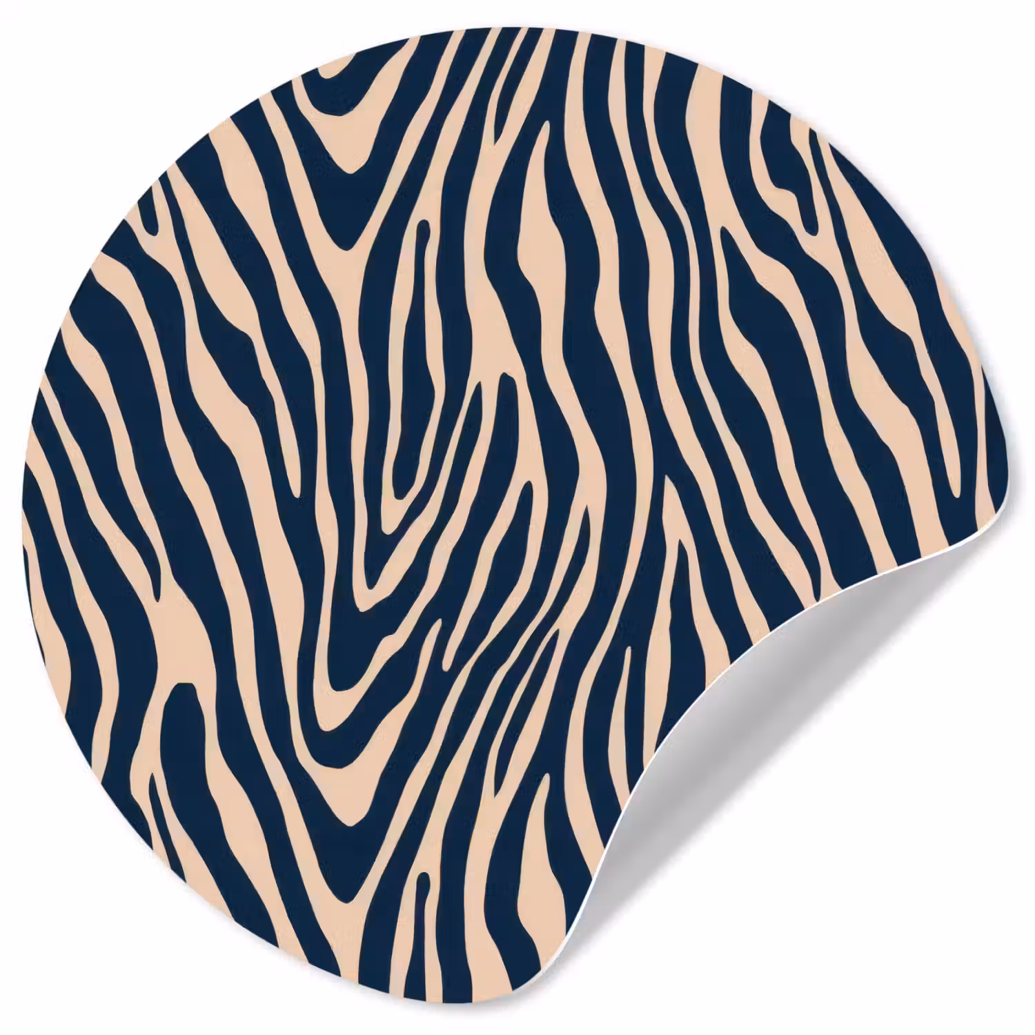 Zebra - Patroon - Blauw - Beige Wandcirkel behangsticker klein 186 -3d