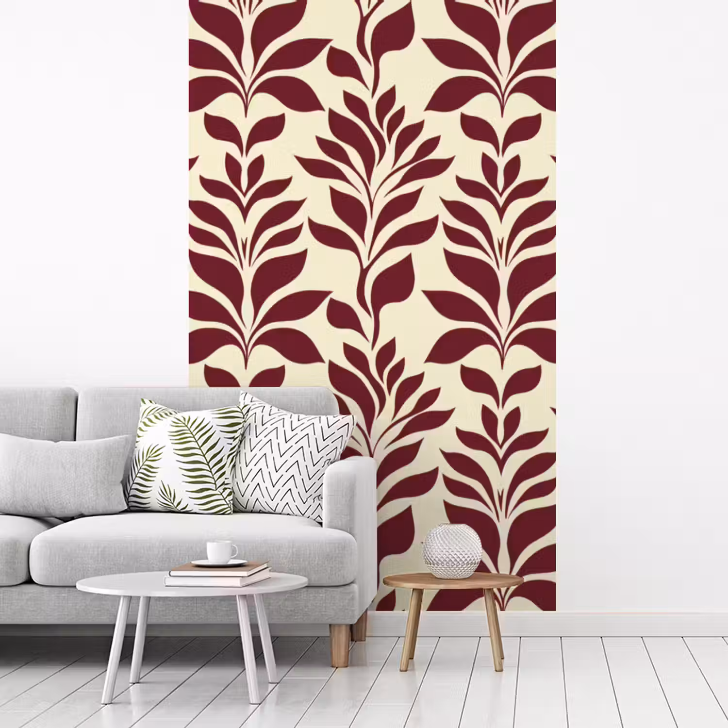 Abstract - Bladeren - Burgundy fotobehang vinyl groot 66 -woonkamer