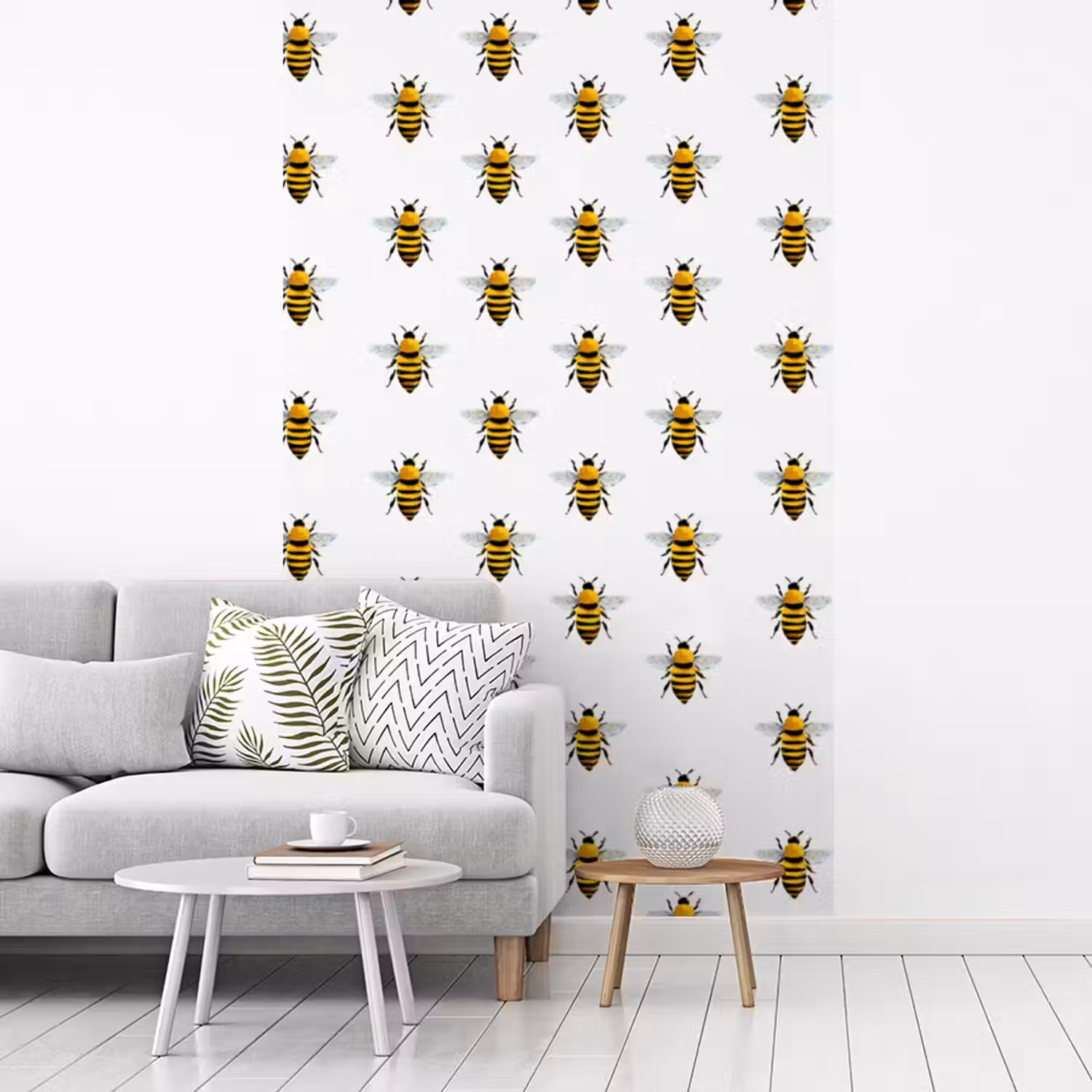 Bijen - Tijdloos - Wit fotobehang vinyl groot 66 -woonkamer