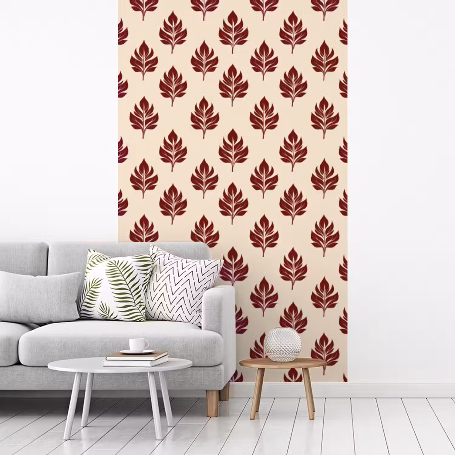 Botanisch - Patroon - Bordeaux fotobehang vinyl groot 66 -woonkamer