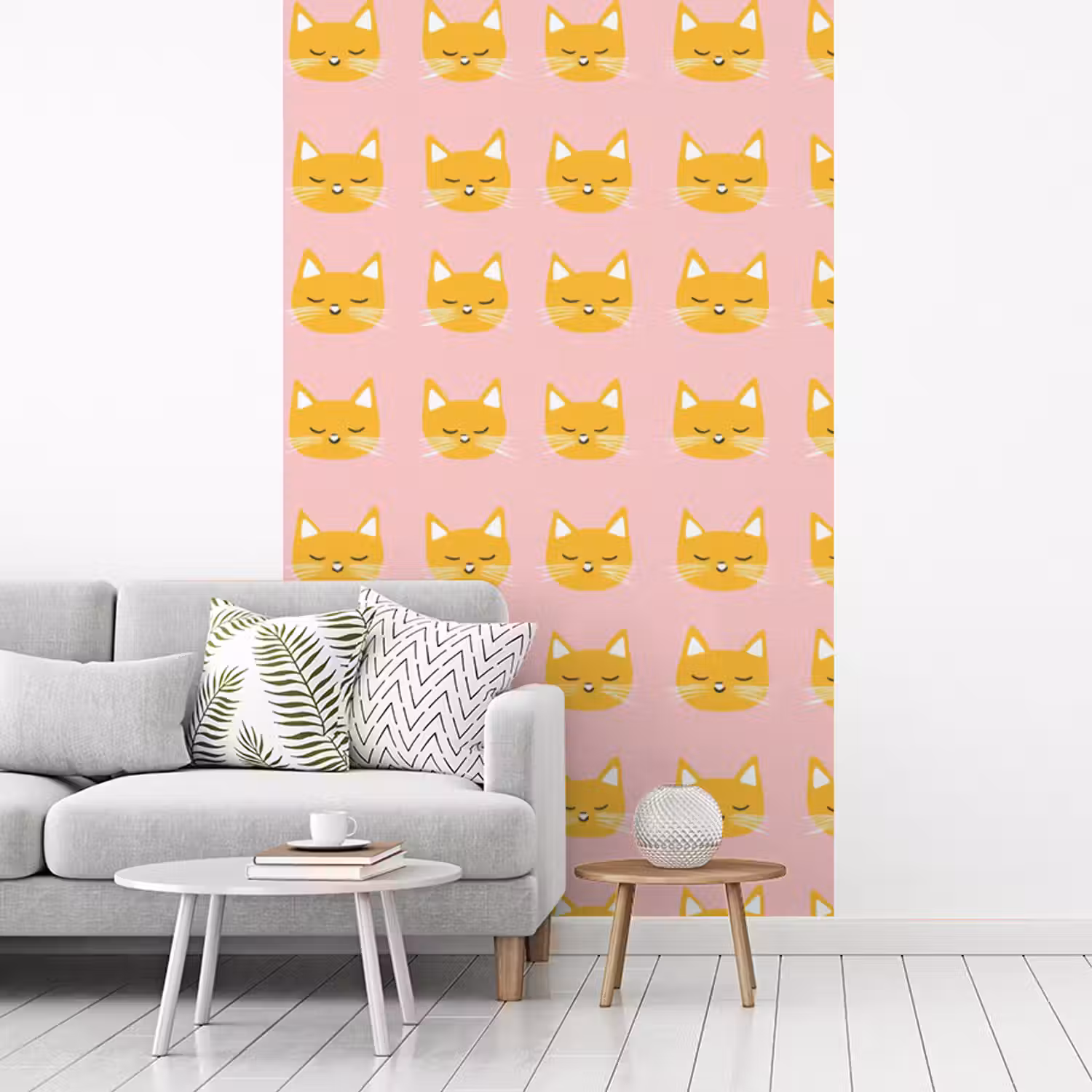Katten - Patroon - Roze fotobehang vinyl groot 66 -woonkamer