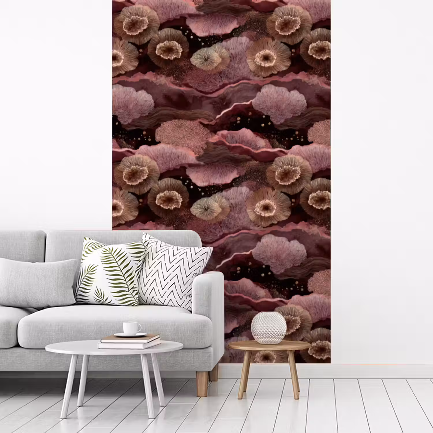Koraal - Organisch - Roze fotobehang vinyl groot 66 -woonkamer
