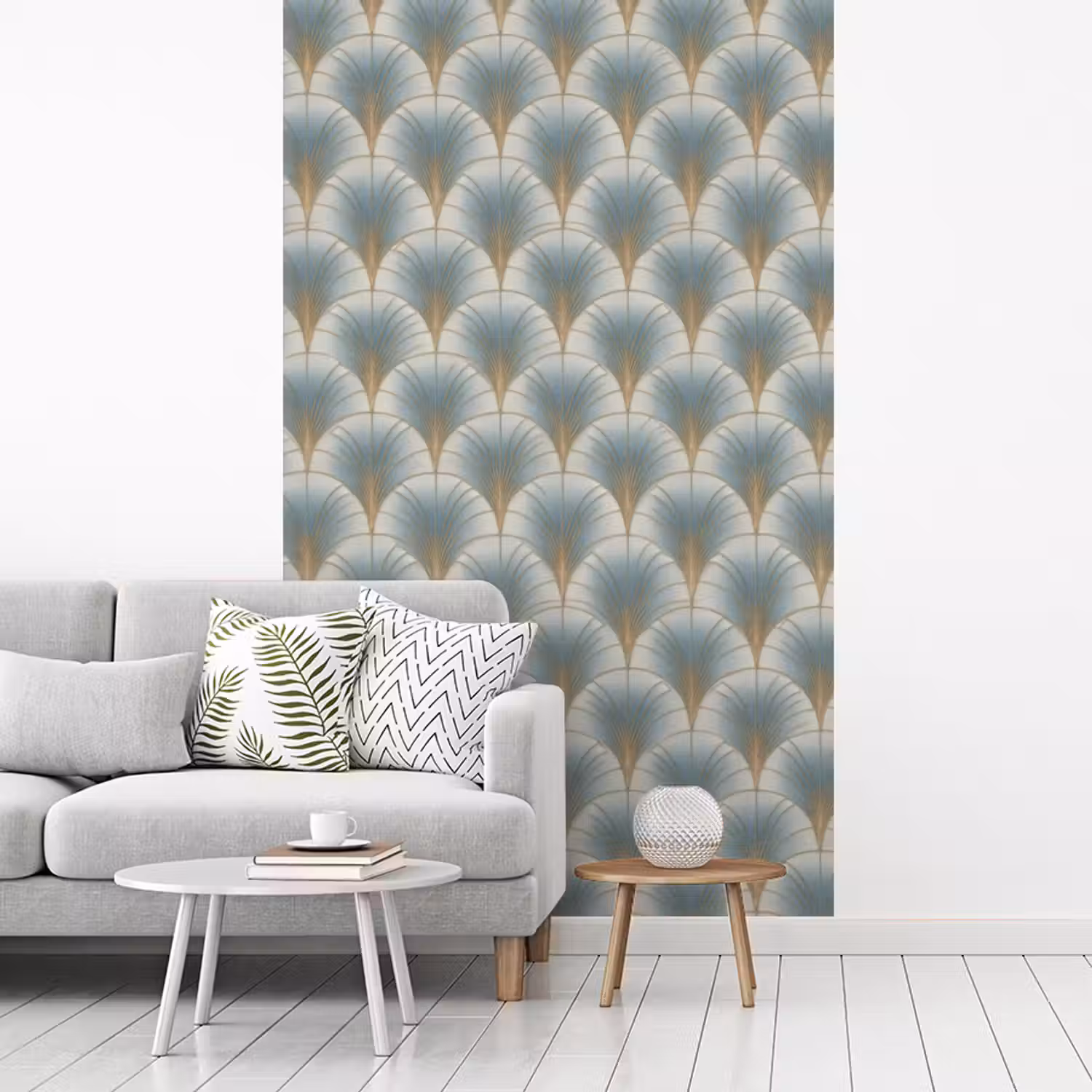 Waaier - Klassiek - Blauw fotobehang vinyl groot 66 -woonkamer