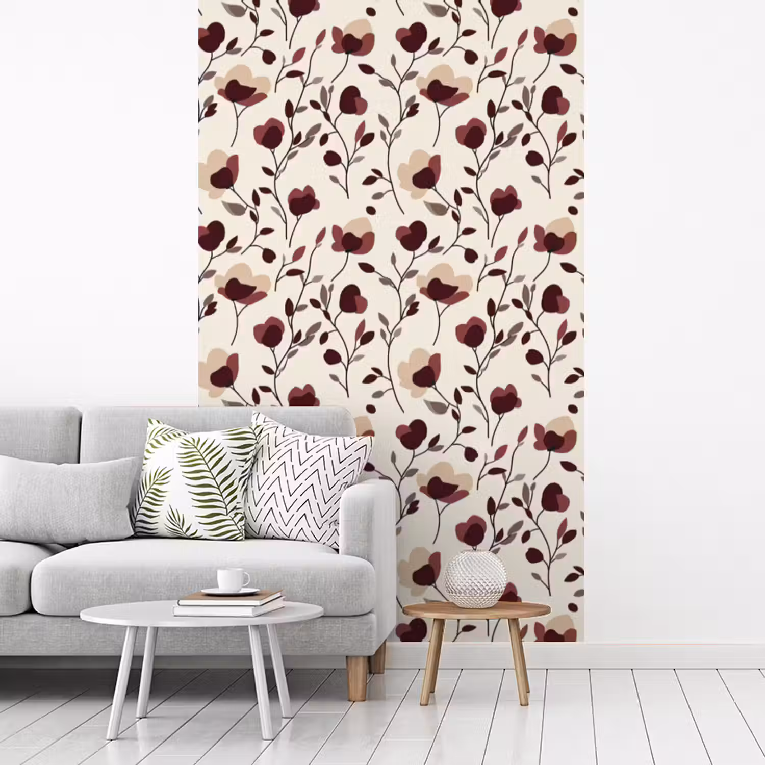 Bloemen - Botanisch - Bordeaux fotobehang vinyl groot 66 -woonkamer