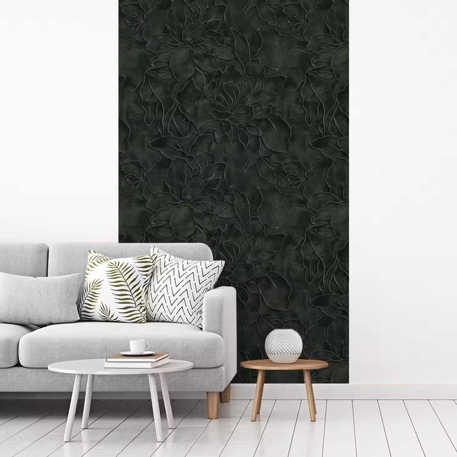 Bloemen - Lijnen - Groen fotobehang vinyl groot 66 -woonkamer