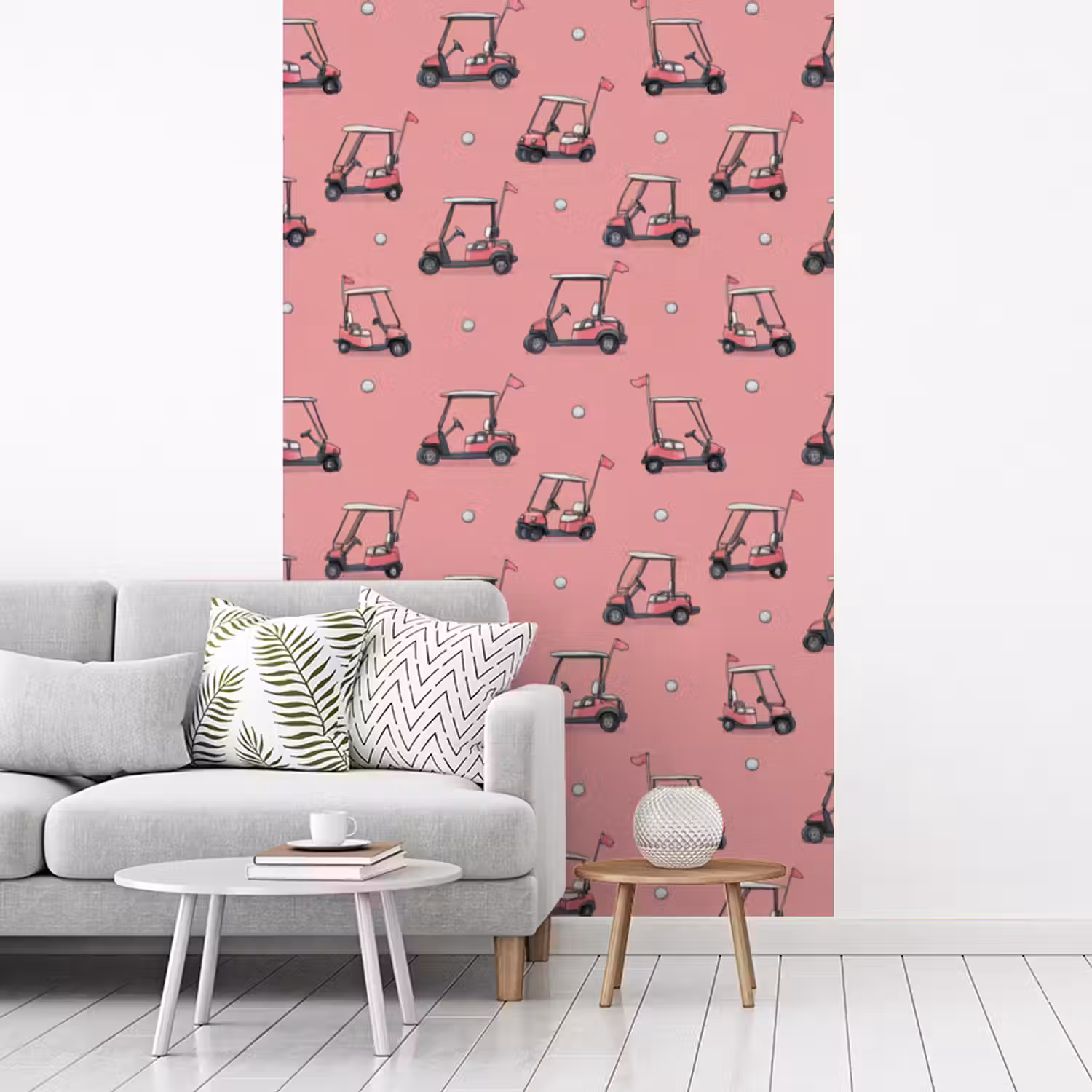 Golfkar - Retro - Roze fotobehang vinyl groot 66 -woonkamer
