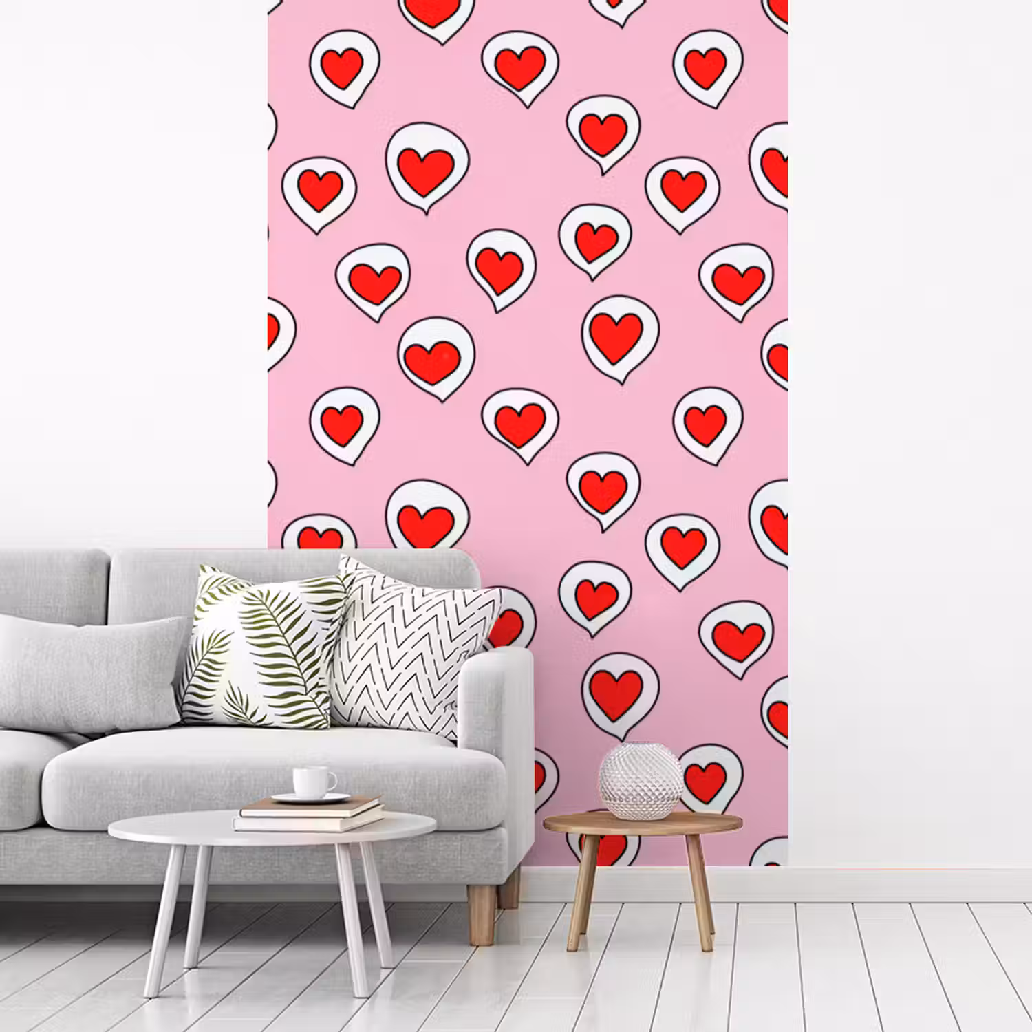 Hartjes - Patroon - Rood fotobehang vinyl groot 66 -woonkamer
