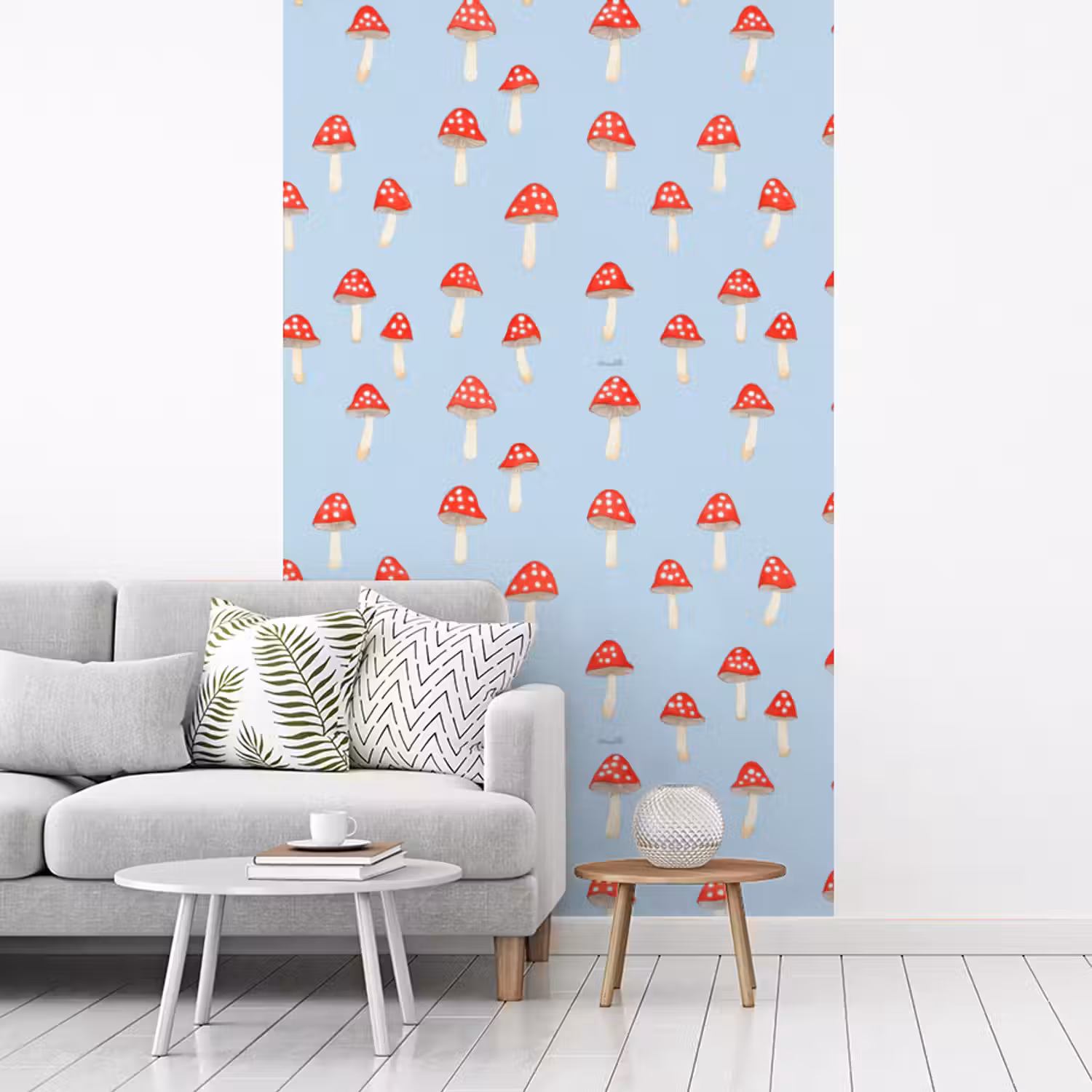Paddenstoel -Sprookje - Blauw fotobehang vinyl groot 66 -woonkamer