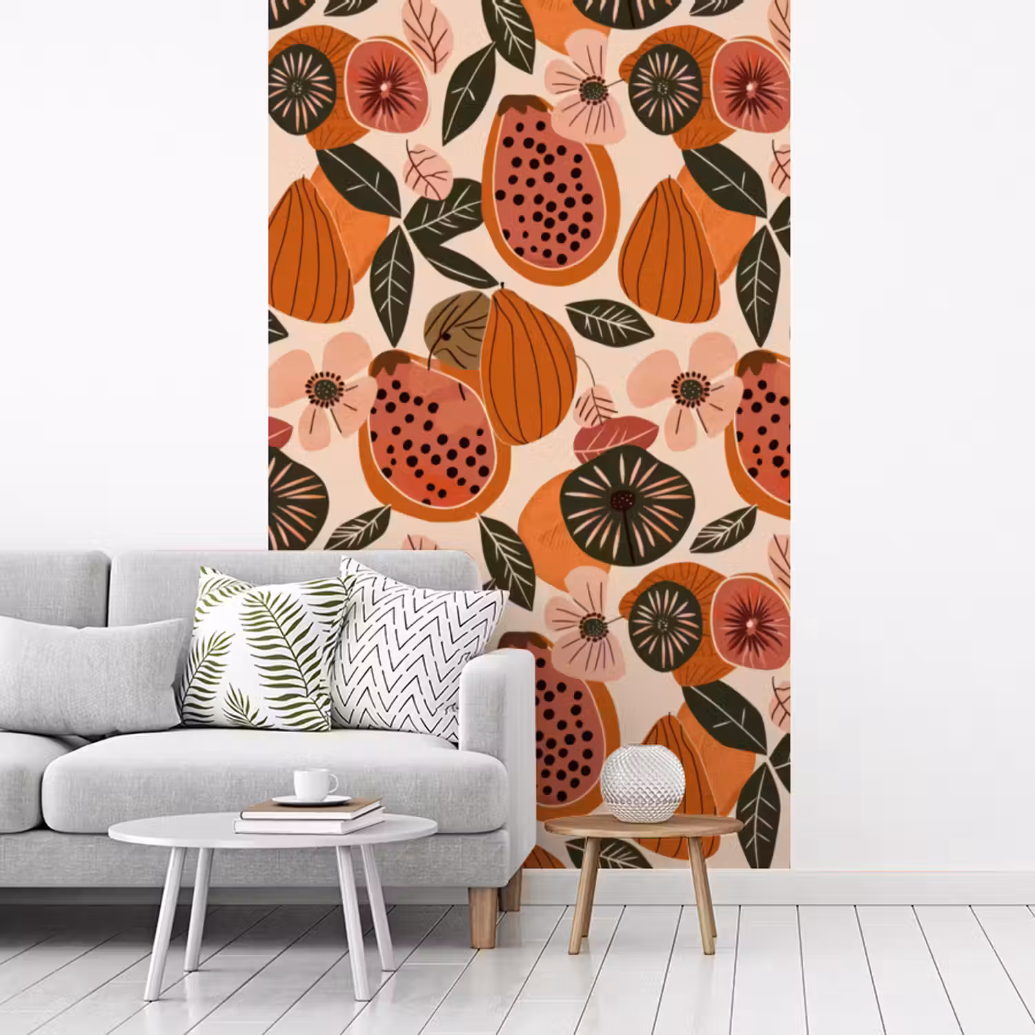 Papaja - Bloesem - Oranje fotobehang vinyl groot 66 -woonkamer