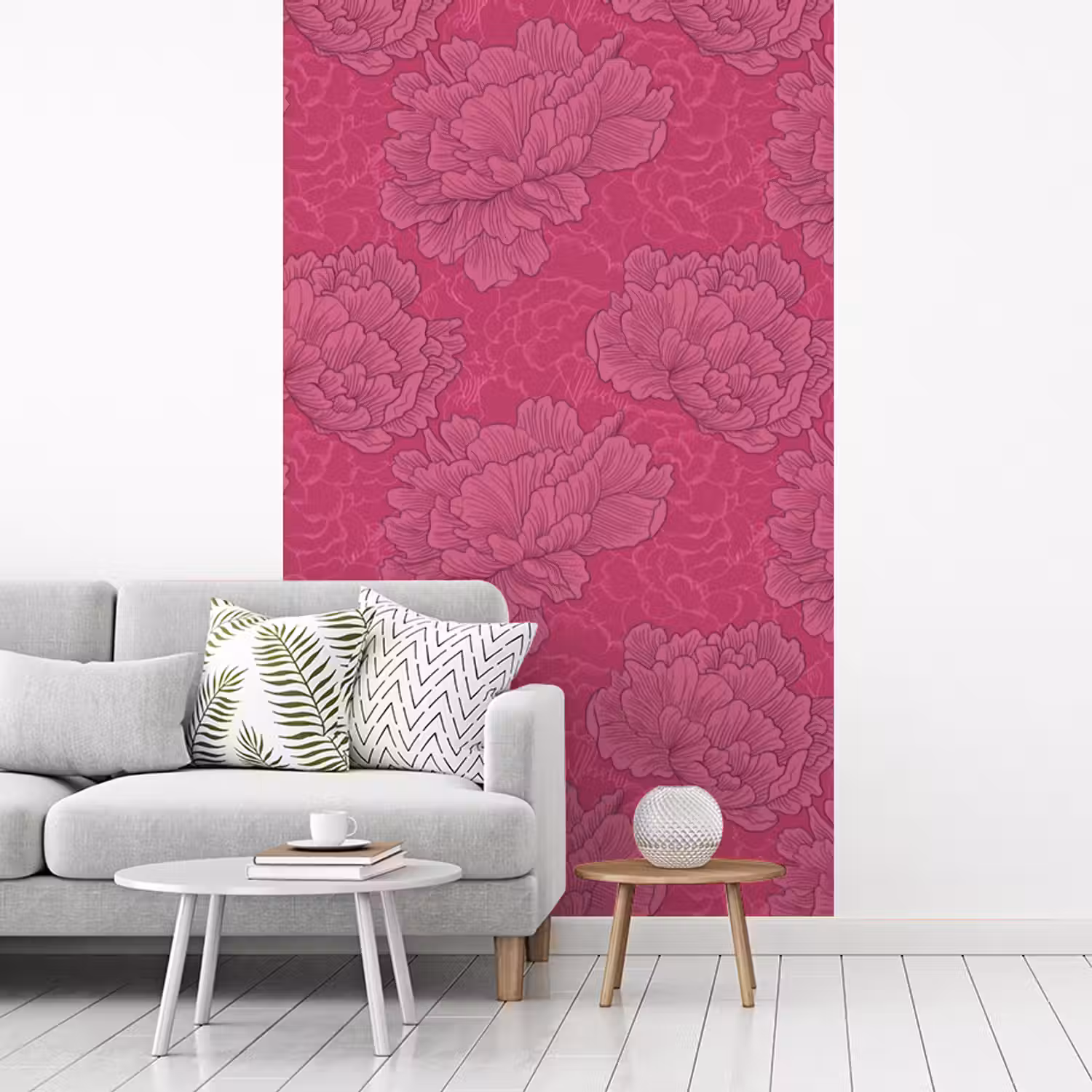 Pioenrozen - Energiek - Roze fotobehang vinyl groot 66 -woonkamer