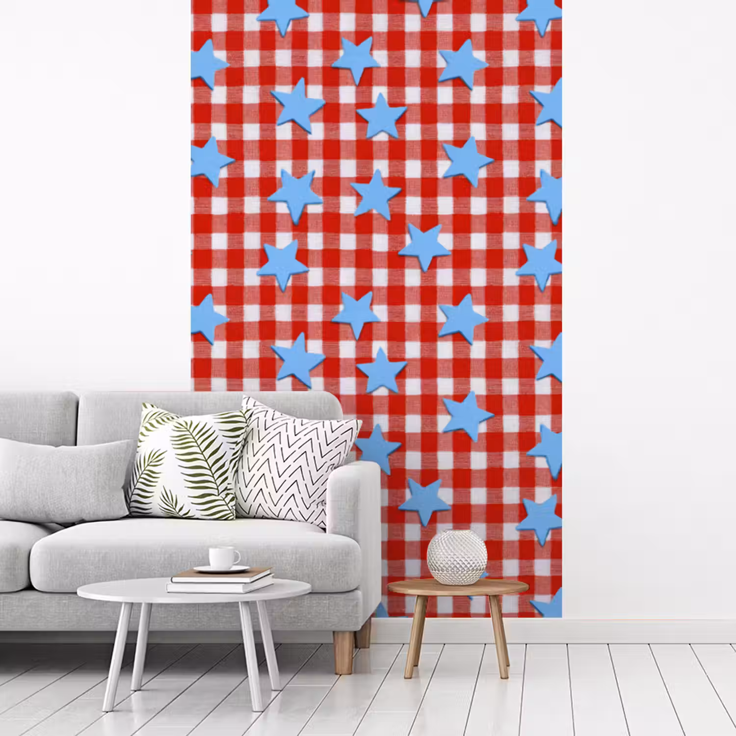 Ruit - Sterren - Rood fotobehang vinyl groot 66 -woonkamer