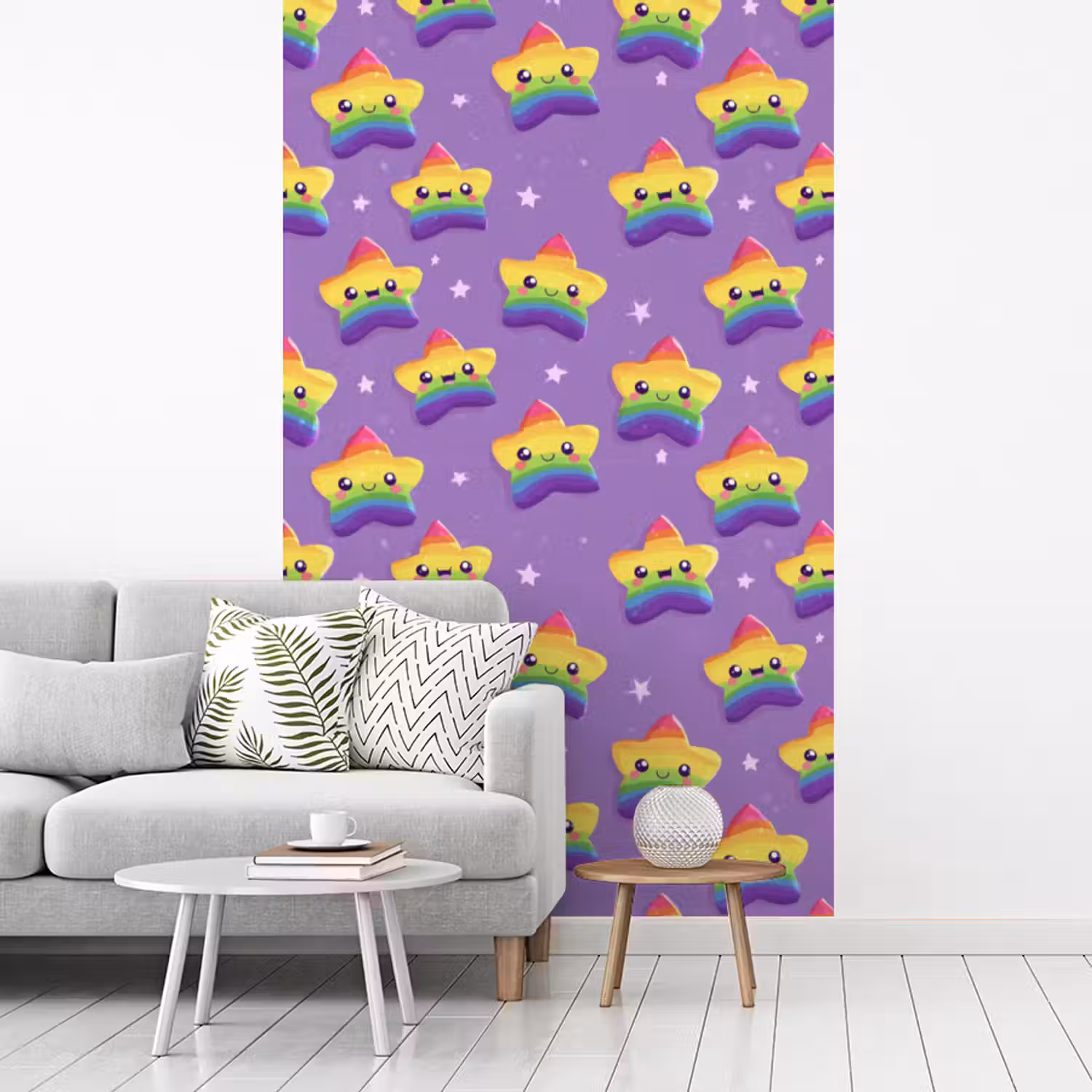 Sterren - Regenboog - Paars fotobehang vinyl groot 66 -woonkamer
