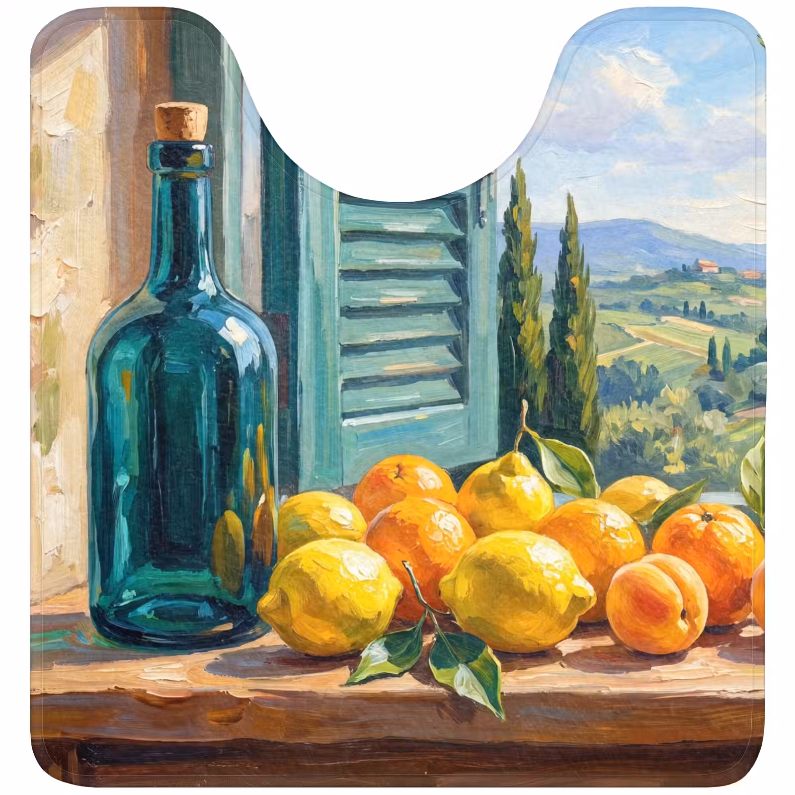 WC Mat - Bottle - Fruit - Still Life - Fles - Fruit - Stilleven WCmat U-uitsnede middel
