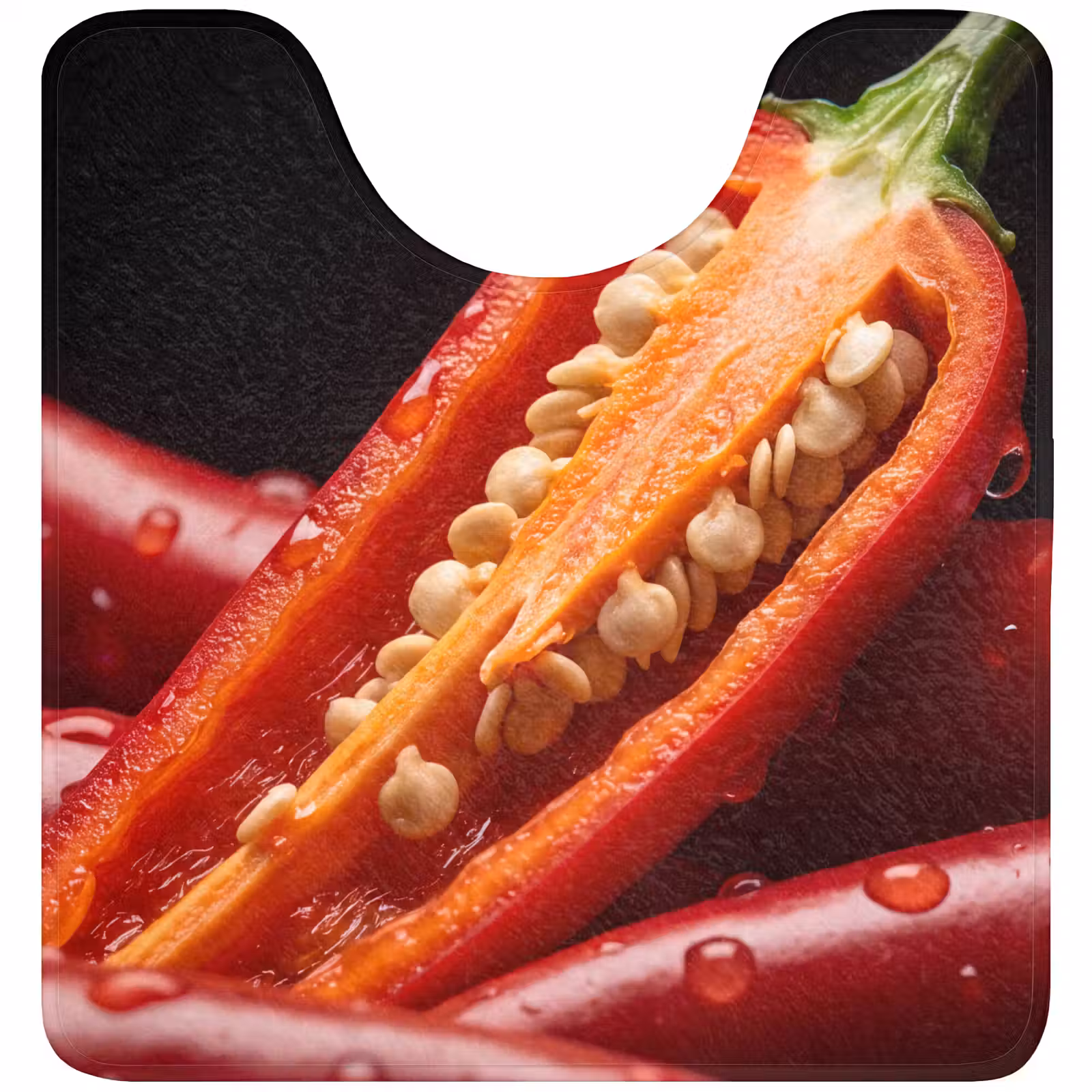 WC Mat - Chili Pepper - Red - Food - Chilipeper - Rood - Eten WCmat U-uitsnede middel
