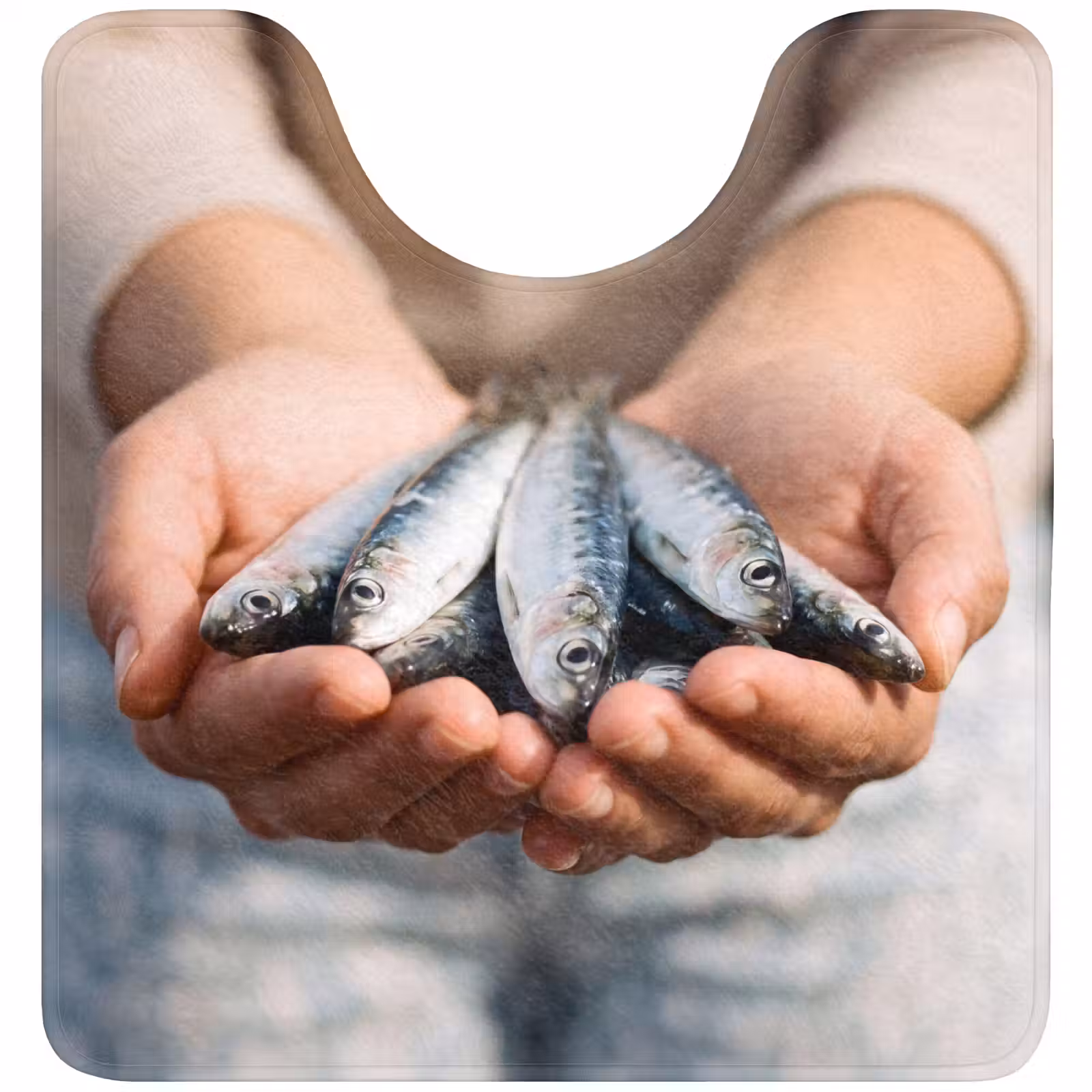 WC Mat - Fish - Hands - Nature - Vis - Handen - Natuur WCmat U-uitsnede middel