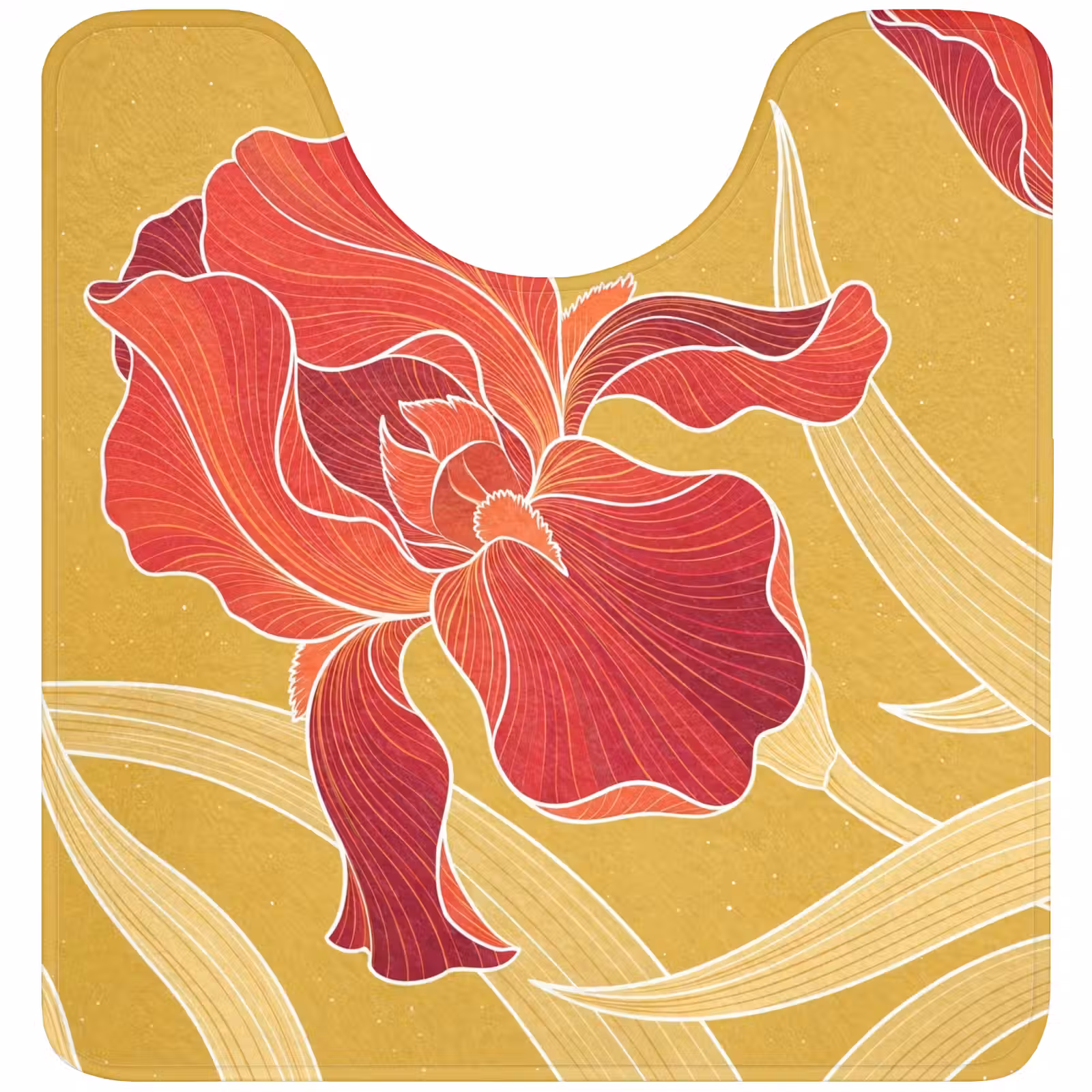 WC Mat - Flowers - Illustration - Red - Bloemen - Illustratie - Rood WCmat U-uitsnede middel