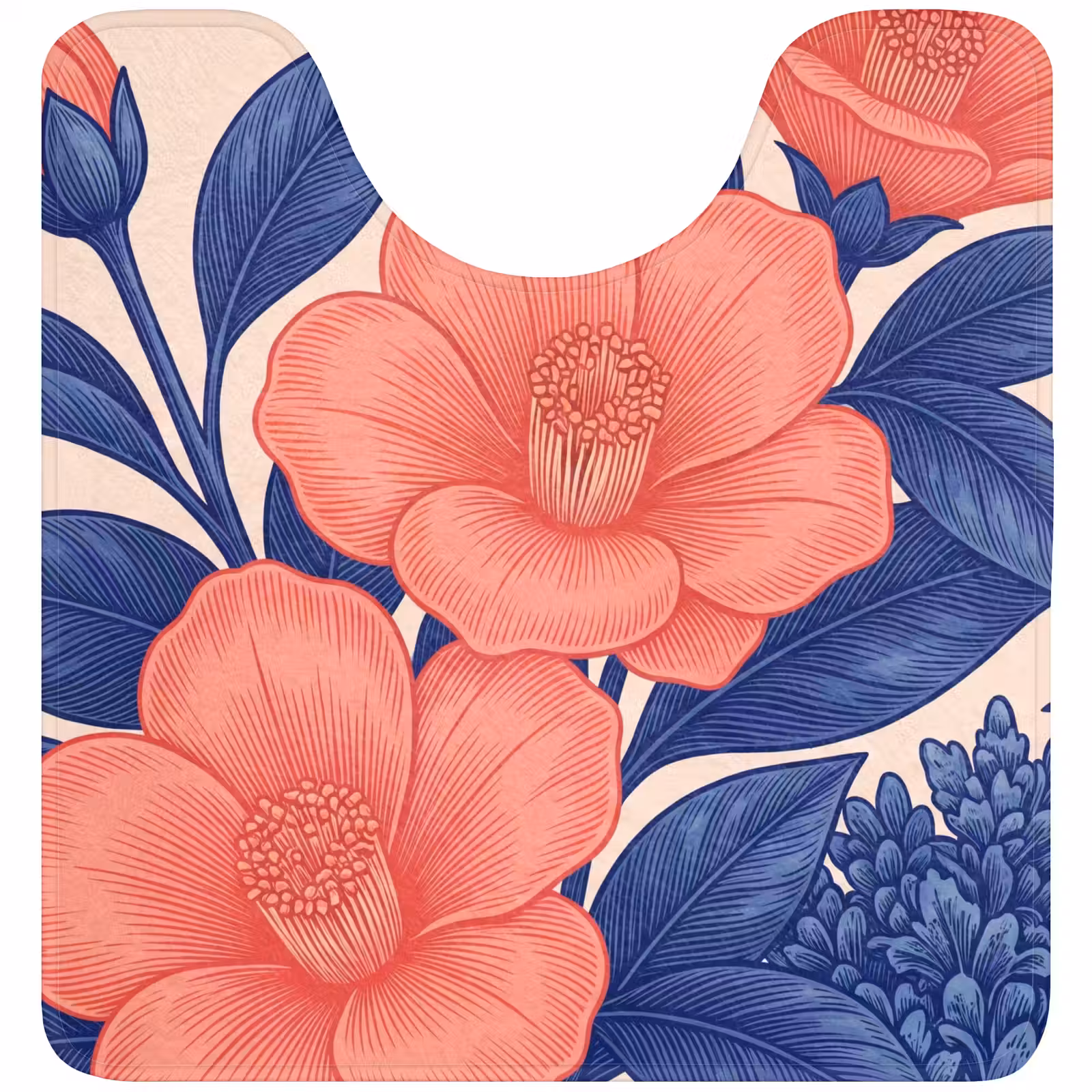 WC Mat - Flowers - Leaves - Botanical - Bloemen - Bladeren - Botanisch WCmat U-uitsnede middel