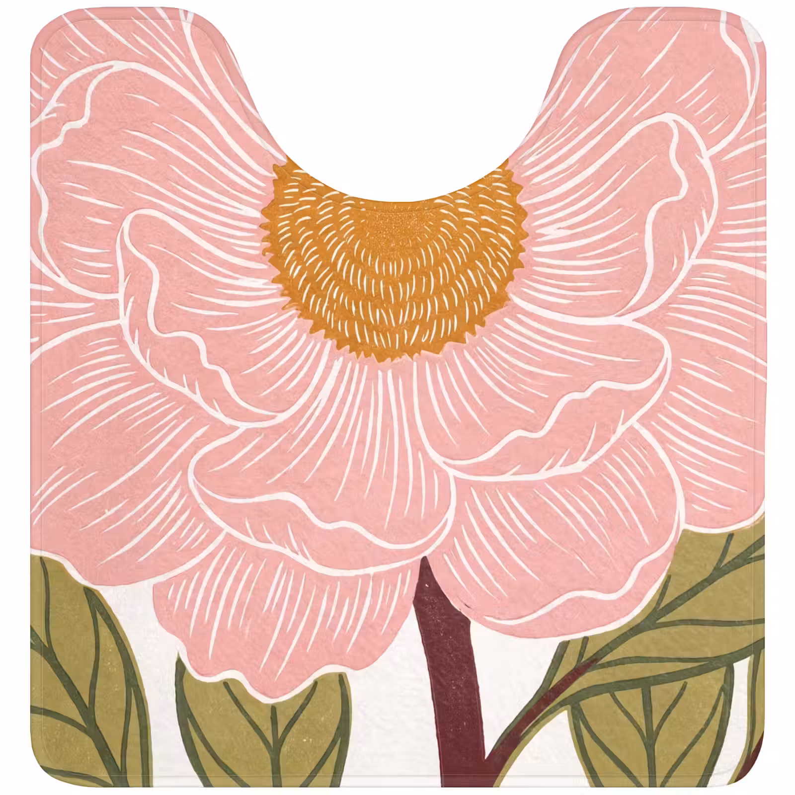WC Mat - Flowers - Pink - Illustration - Bloemen - Roze - Illustratie WCmat U-uitsnede middel