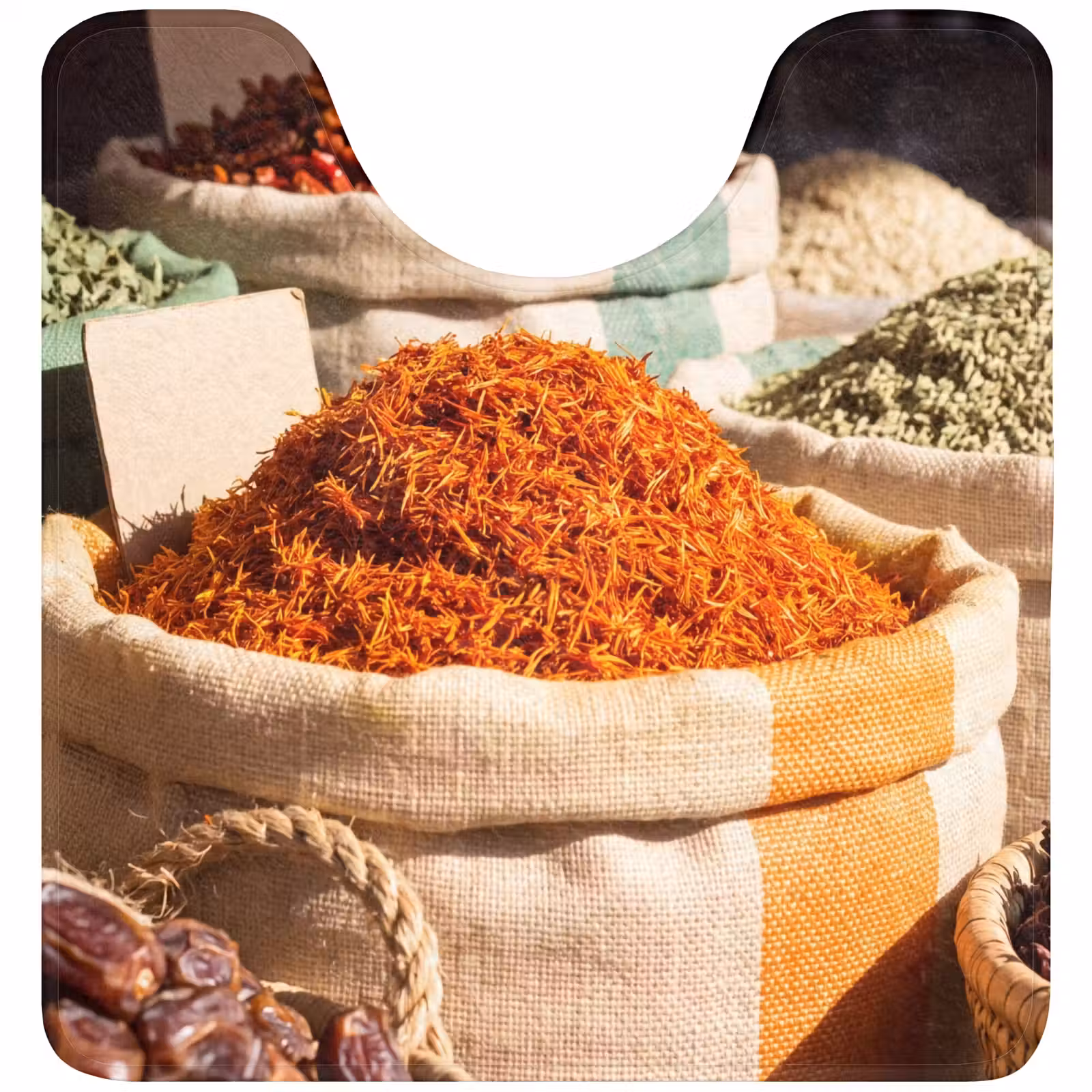 WC Mat - Herbs - Market - Colorful - Kruiden - Markt - Kleurrijk WCmat U-uitsnede middel