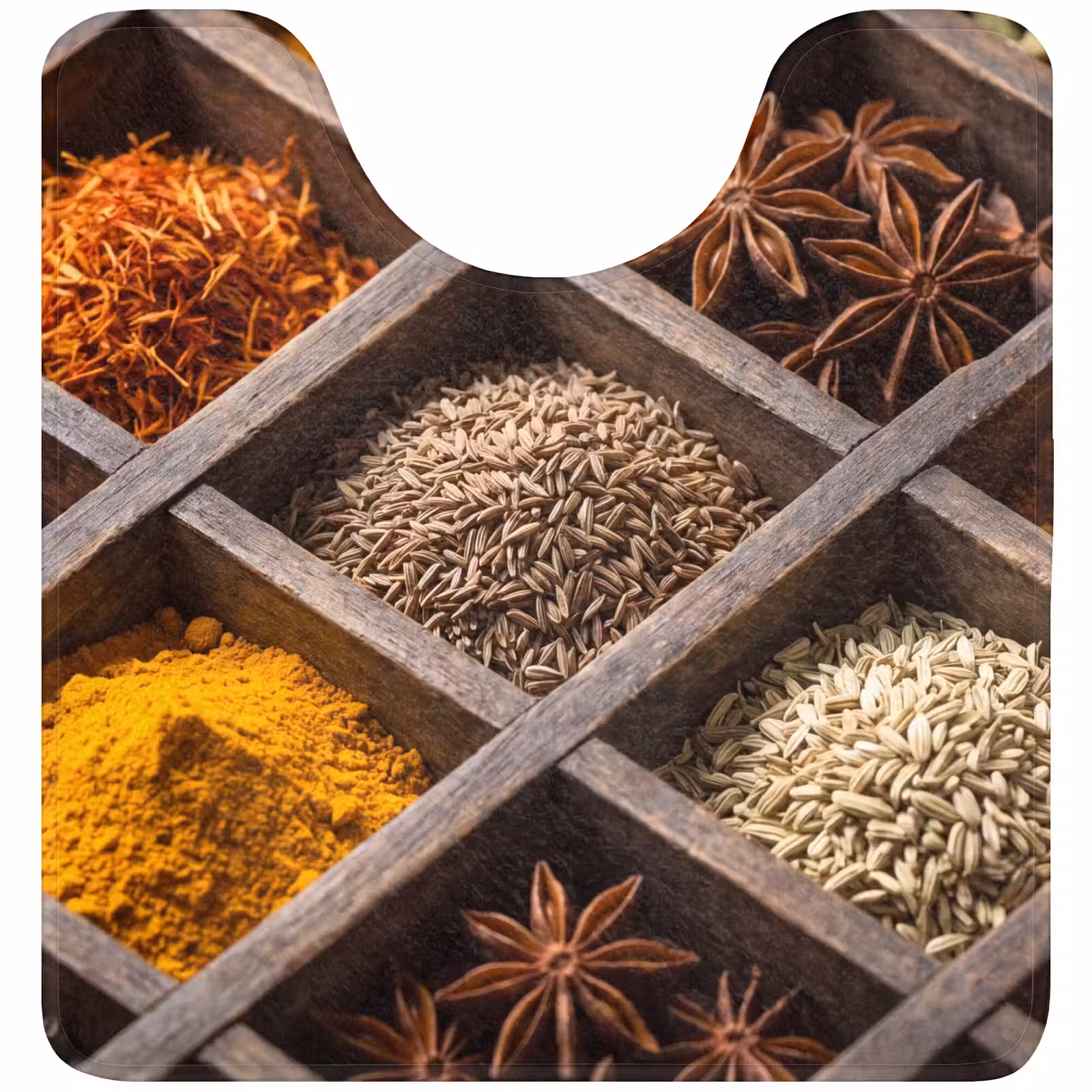 WC Mat - Herbs - Wood - Food - Kruiden - Houten - Eten WCmat U-uitsnede middel