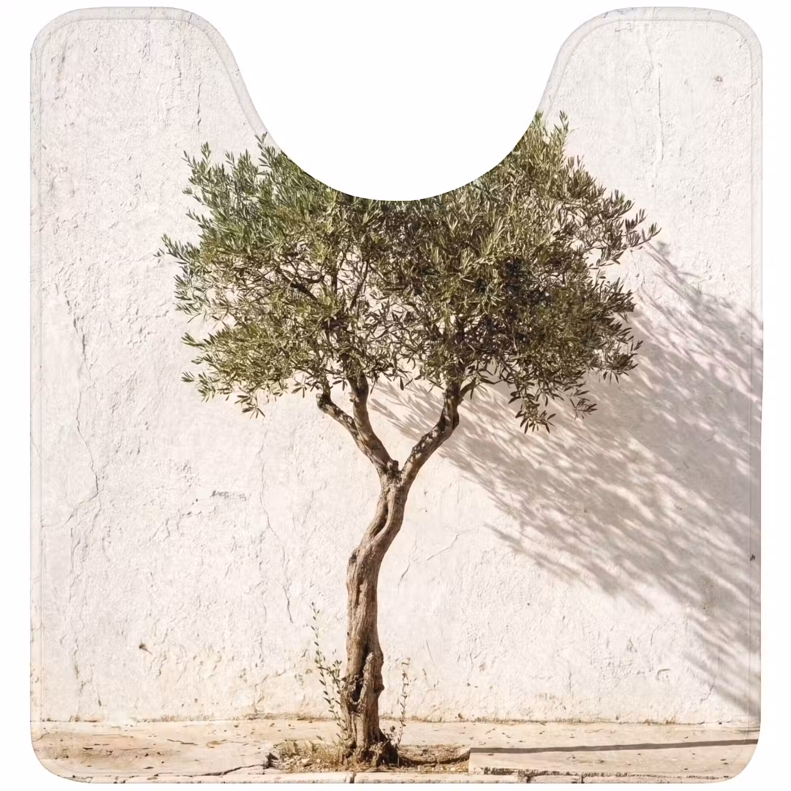 WC Mat - Olive Tree - Wall - White - Olijfboom - muur - wit WCmat U-uitsnede middel