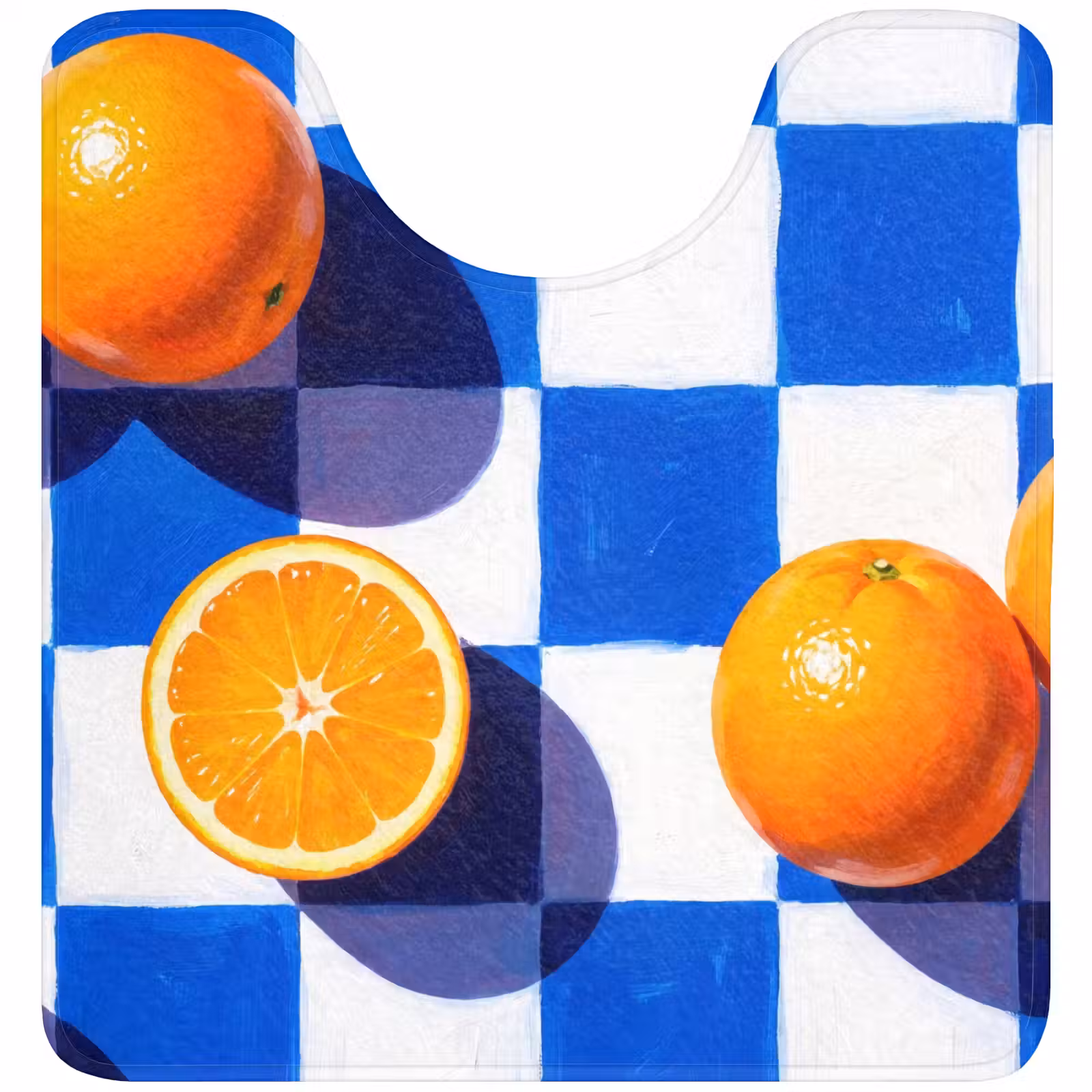WC Mat - Orange - Checkered - Food - Sinaasappel - Geruit - Eten WCmat U-uitsnede middel