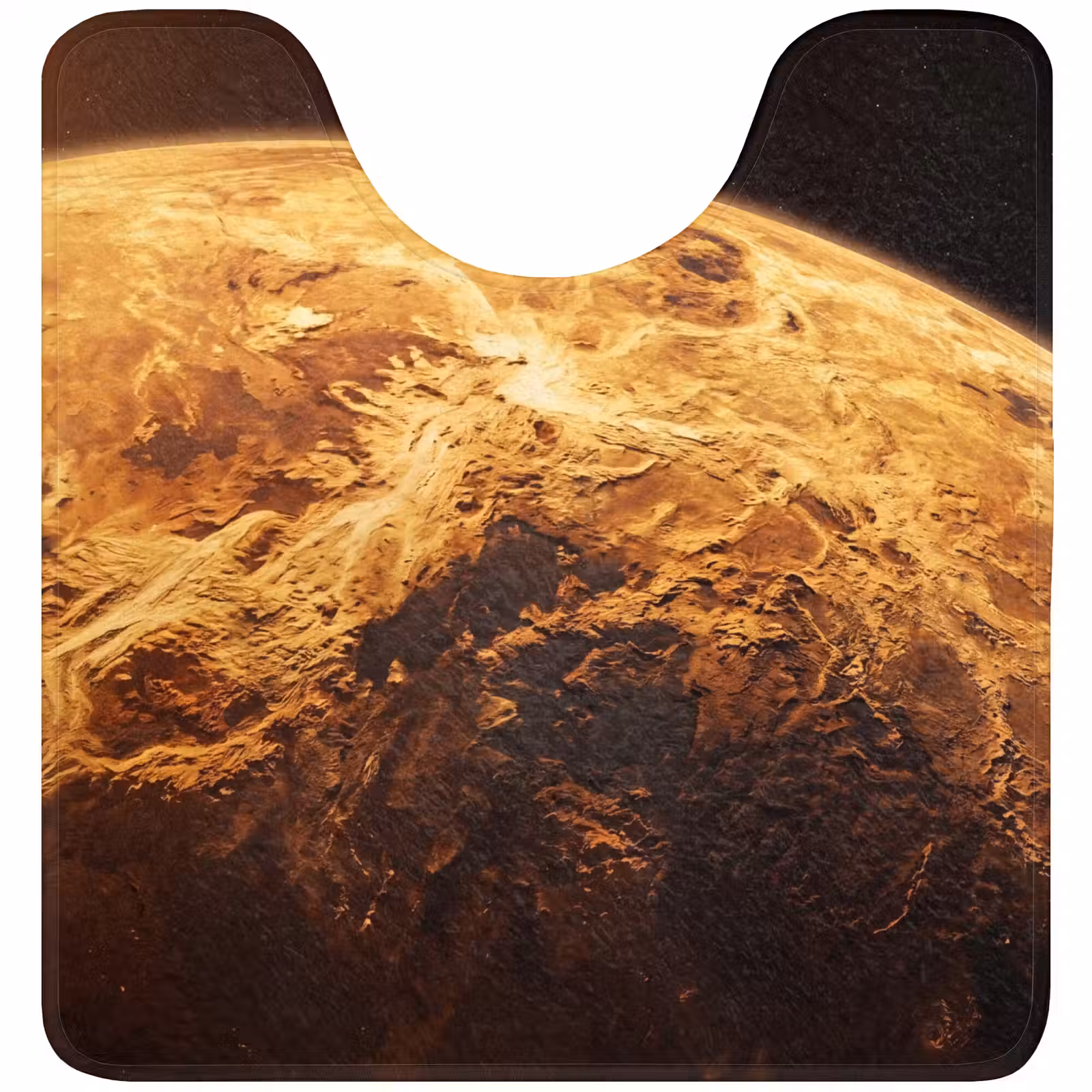 WC Mat - Planet - Space - Orange - Planeet - Ruimte - Oranje WCmat U-uitsnede middel