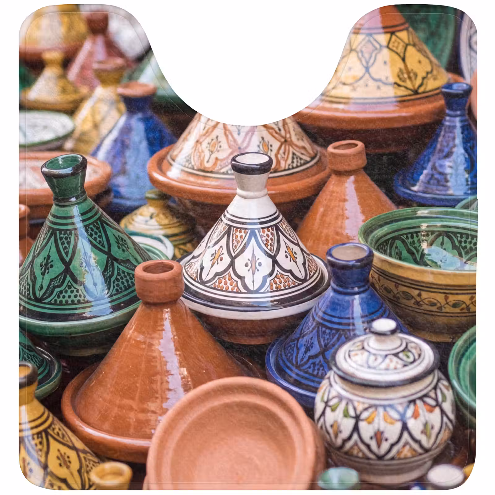 WC Mat - Pottery - Colorful - Pattern - Aardewerk - Kleurrijk - Patroon WCmat U-uitsnede middel
