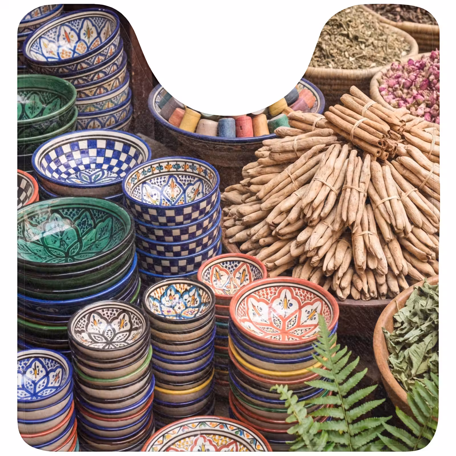 WC Mat - Pottery - Oriental - Colorful - Aardewerk - Oosters - Kleurrijk WCmat U-uitsnede middel