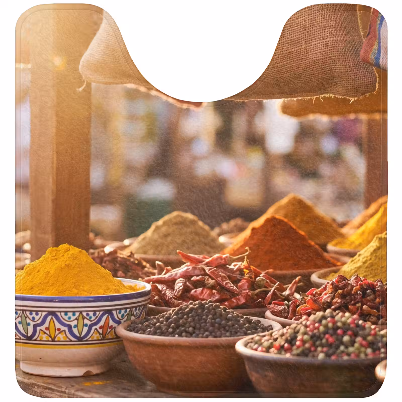 WC Mat - Spices - Market - Colorful - Specerijen - Markt - Kleurrijk WCmat U-uitsnede middel