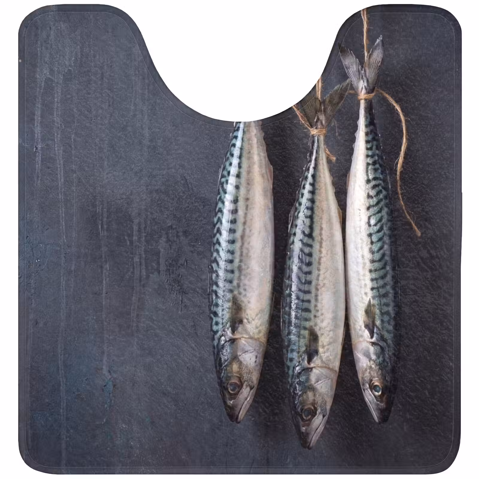 WC Mat - Three Fish - Rope - Drie vissen - Touw WCmat U-uitsnede middel