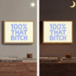 100% that bitch - Blauw - Wit Light Box met batterij (Wandlamp) middel -sfeer3