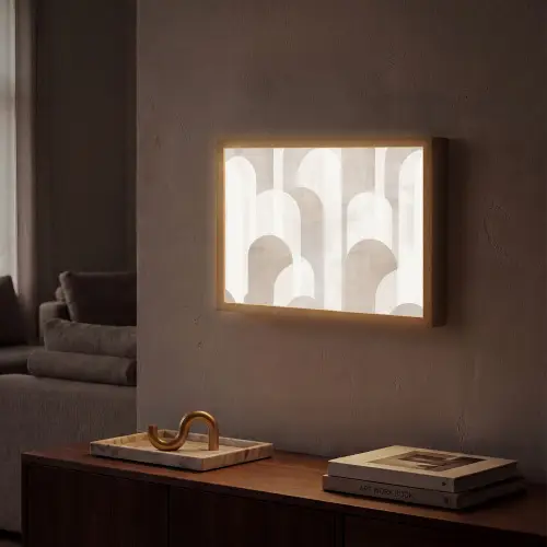 Abstracte bogen - Modern - Beige Light Box met batterij (Wandlamp) middel -sfeer1