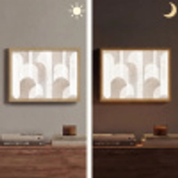 Abstracte bogen - Modern - Beige Light Box met batterij (Wandlamp) middel -sfeer3
