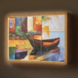 Abstract - Kunst - Boot - Kleuren Light Box met batterij (Wandlamp) middel -z3d_website