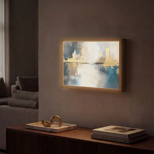 Abstract - Kunst - Goud Light Box met batterij (Wandlamp) middel -sfeer1