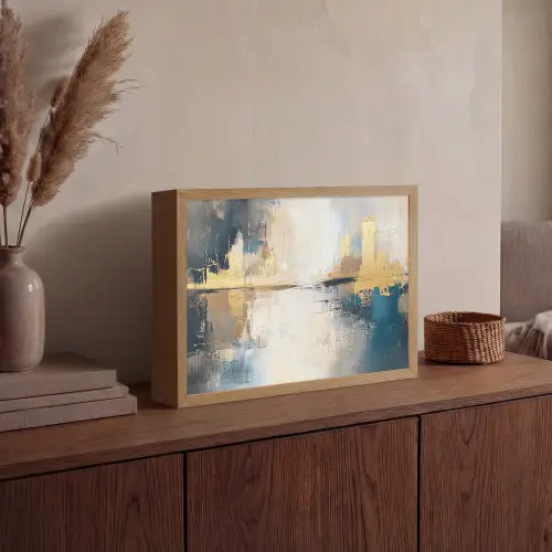 Abstract - Kunst - Goud Light Box met batterij (Wandlamp) middel -sfeer2