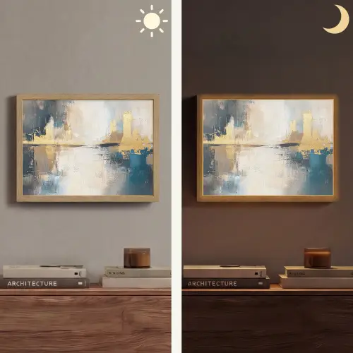 Abstract - Kunst - Goud Light Box met batterij (Wandlamp) middel -sfeer3