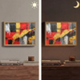 Abstracte kunst - Goud - Zwart Light Box met batterij (Wandlamp) middel -sfeer3