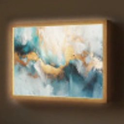 Abstract - Kunst - Gold - Blauw Light Box met batterij (Wandlamp) middel -z3d_website