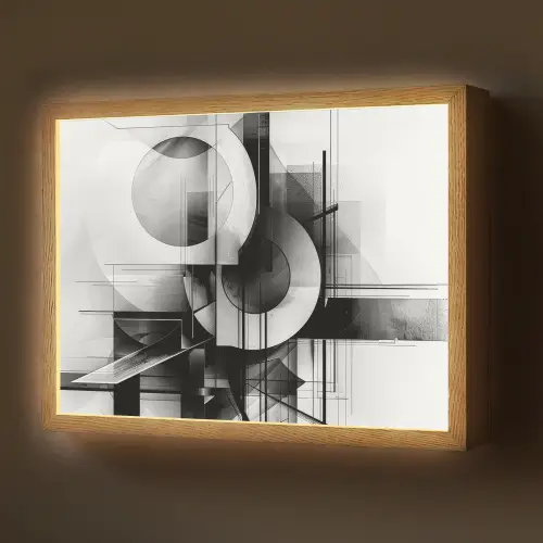 Abstract - Kunst - Modern - Zwart wit Light Box met batterij (Wandlamp) middel -z3d_website