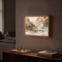 Abstract - Kunst - Verf - Beige - Modern Light Box met batterij (Wandlamp) middel -sfeer1