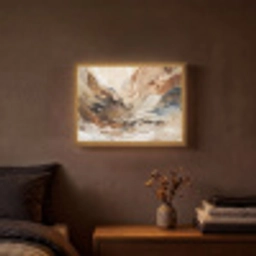 Abstract - Kunst - Verf - Beige - Modern Light Box met batterij (Wandlamp) middel -sfeer4