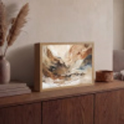 Abstract - Kunst - Verf - Beige - Modern Light Box met batterij (Wandlamp) middel -sfeer2