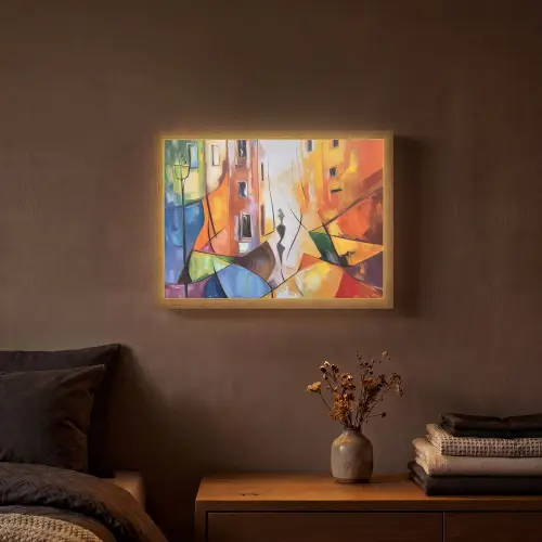 Abstract - Kunst - Schilderij - Kleuren Light Box met batterij (Wandlamp) middel -sfeer4
