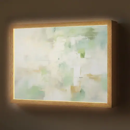 Abstract - Kunst - Wit - Groen - Modern Light Box met batterij (Wandlamp) middel -z3d_website