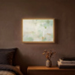 Abstract - Kunst - Wit - Groen - Modern Light Box met batterij (Wandlamp) middel -sfeer4